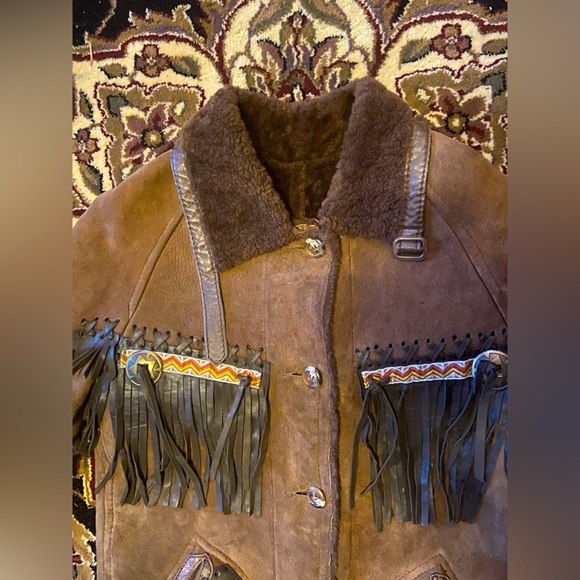 RARE Southwestern Fringe Shearling Sheepskin Coat - Picture 3 of 8